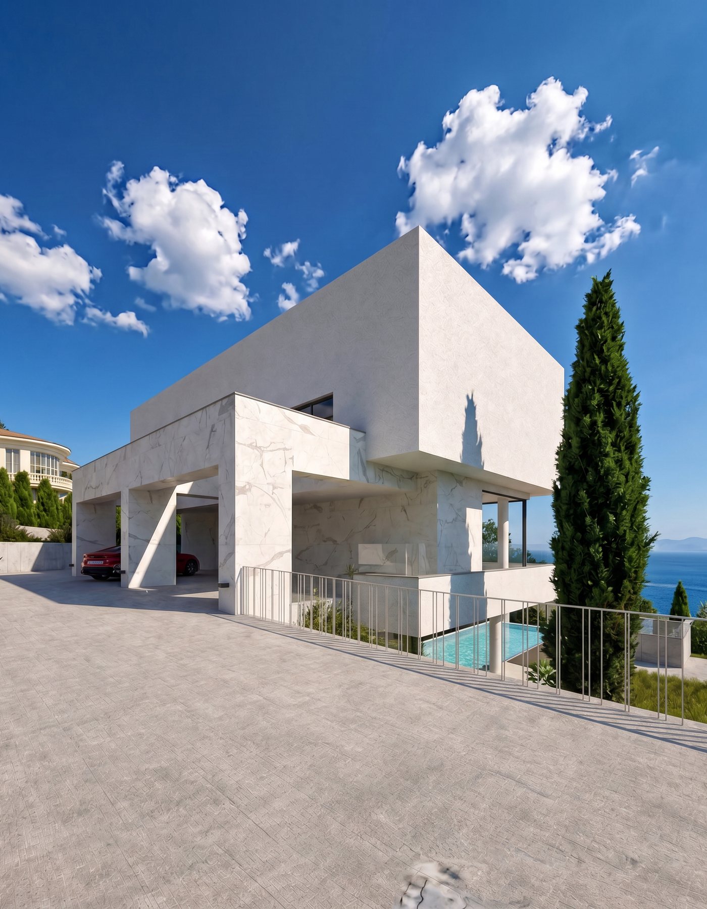 The marble volume above the drive